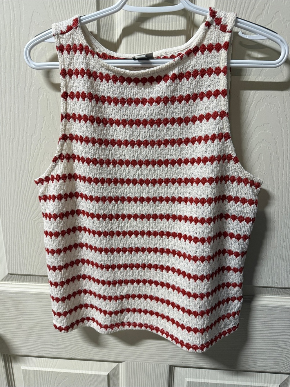 a new day Red and Cream Striped Knit Tank